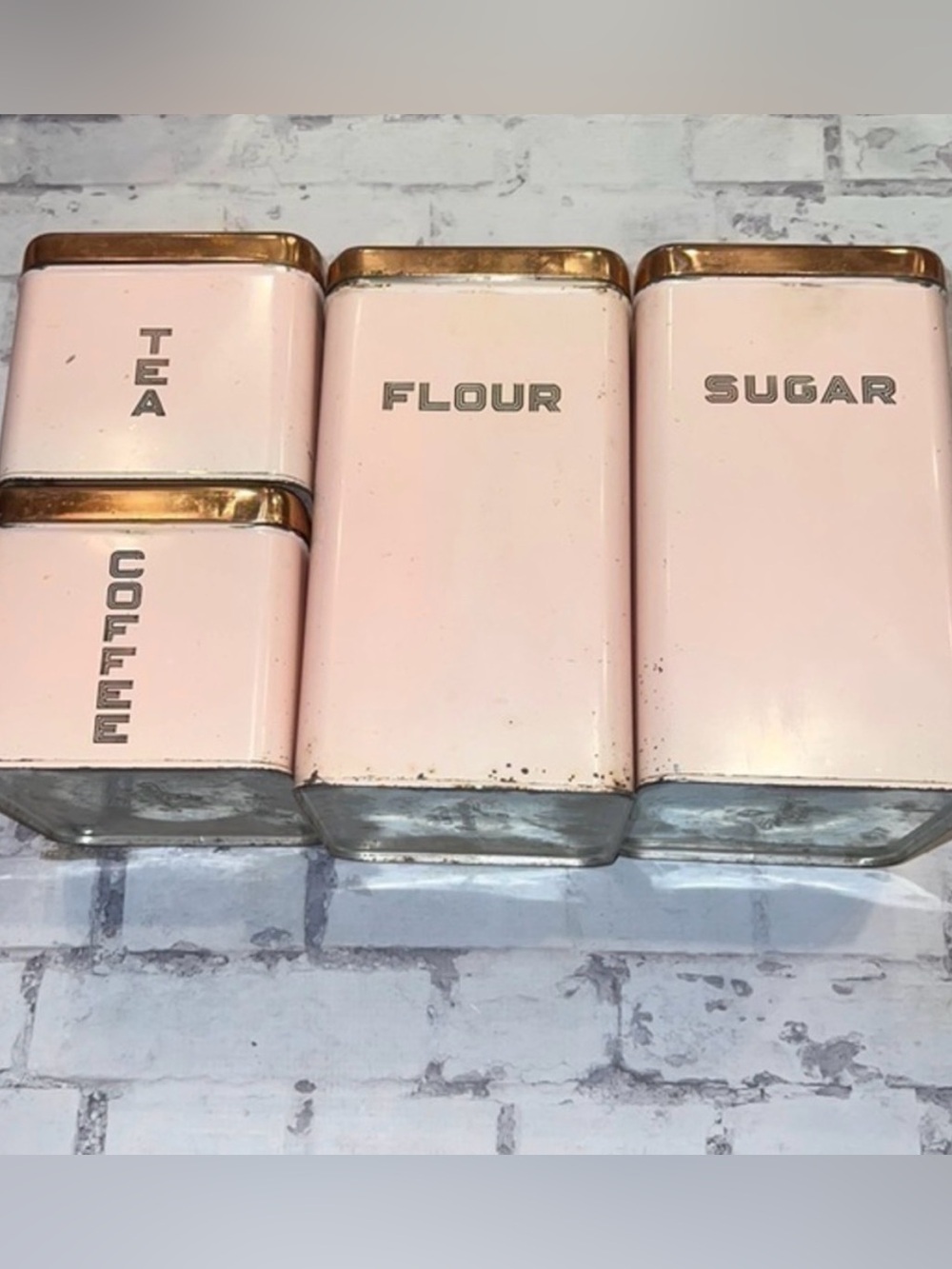 Vintage Lincoln Beauty Ware 4 Piece Canister Set - Pink